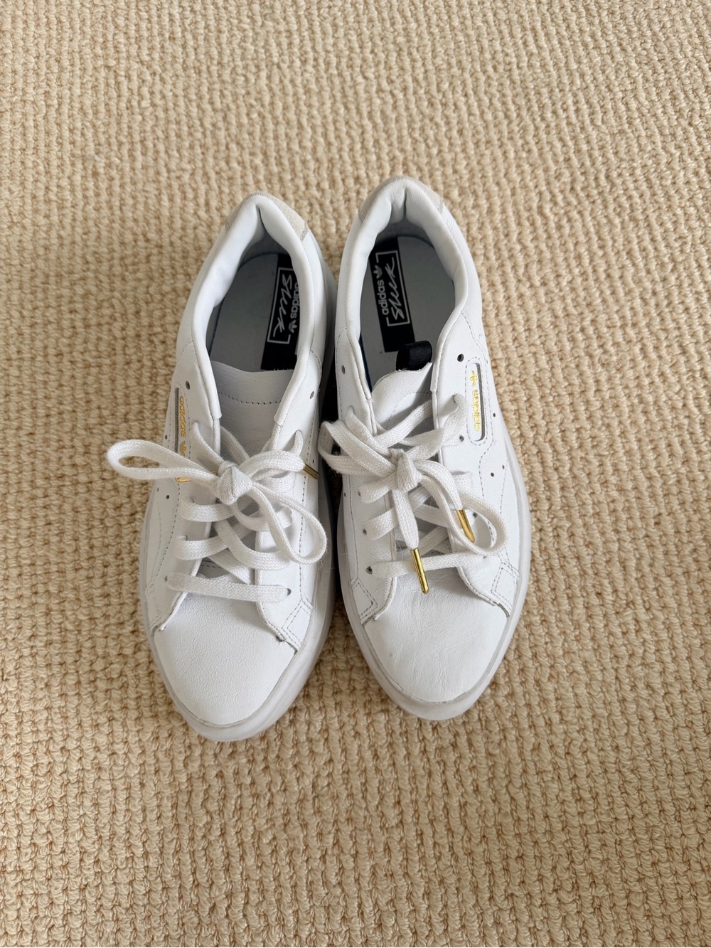 Adidas White Women's Sneakers with Gold Accents
